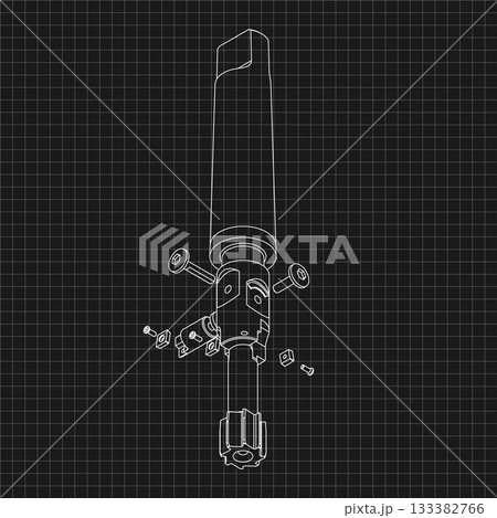Mechanical engineering drawings. Tap tools, borer. Technical Design. Cover. Blueprint. Step Cutting Tool with Countersinking Function. Technical 3D Vector Illustration Mechanical engineering drawings. Tap tools, borer. Technical Design. Cover. Blueprint. Step Cutting Tool with Countersinking Function. Technical 3D Vector Illustration 133382766