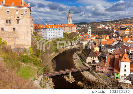 River and Town View in Cesky Krumlov Czech Republic River and Town View in Cesky Krumlov Czech Republic 133383180
