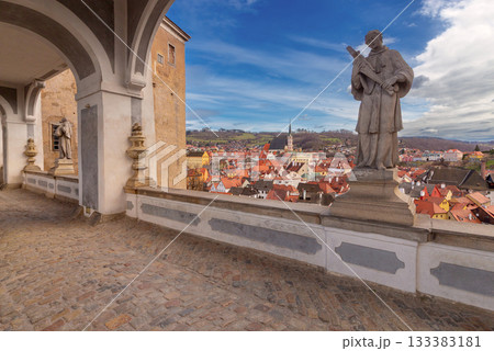 Viewpoint with Statues in Cesky Krumlov Czech Republic 133383181