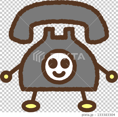 Hand-drawn character icon illustration: Black telephone Hand-drawn character icon illustration: Black telephone 133383304