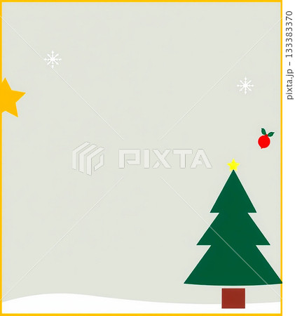 シンプルで使いやすいクリスマスの余白背景 - ツリーと雪の結晶 133383370