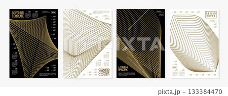 Luxury blend line wireframe abstract cover poster set 133384470