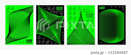 Cyberspace green dynamic line abstract shape cover set Cyberspace green dynamic line abstract shape cover set 133384487