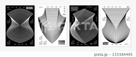 Black and white cyber crime security shield line cover set 133384495