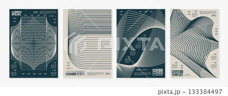 Creative visual dynamic line abstract cover design set Creative visual dynamic line abstract cover design set 133384497