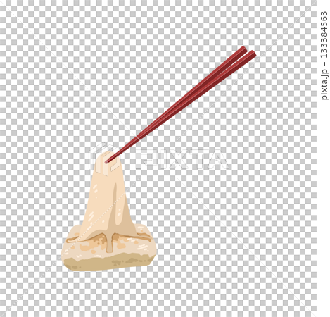 Illustration of a stretched mochi rice cake picked up with chopsticks Illustration of a stretched mochi rice cake picked up with chopsticks 133384563