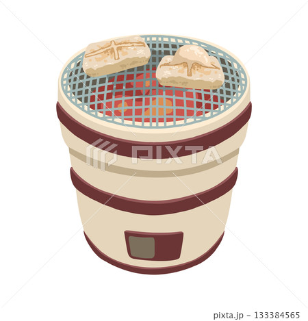 七輪で焼かれている餅のイラスト 133384565