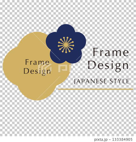 Simple Japanese-style New Year's card template decoration parts Simple Japanese-style New Year's card template decoration parts 133384905