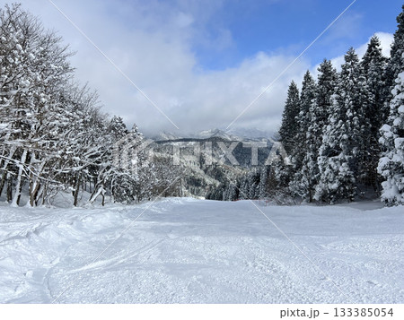 一面の雪に覆われた静かな山の風景 一面の雪に覆われた静かな山の風景 133385054