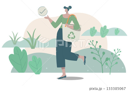 Eco bags, reusable fabric textile handbag, Environmentally sustainable friendly packaging for shopping. Vector design illustration. Eco bags, reusable fabric textile handbag, Environmentally sustainable friendly packaging for shopping. Vector design illustration. 133385067