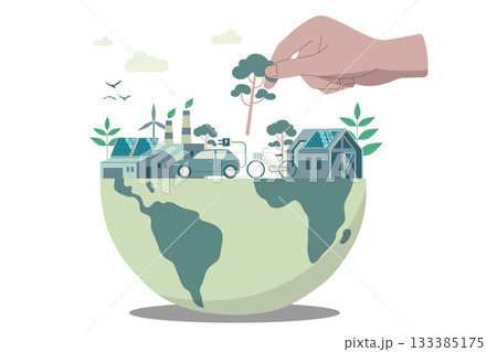 Eco friendly sustainable, Hands that help make the world a better place, climate change problem concepts. Vector design illustration. 133385175