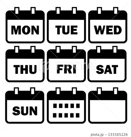 カレンダー曜日、月火水木金土日のベクターアイコンイラストセット 133385226