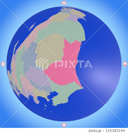 都道府県を色分けした、茨城県のプラネット風地図 都道府県を色分けした、茨城県のプラネット風地図 133385244