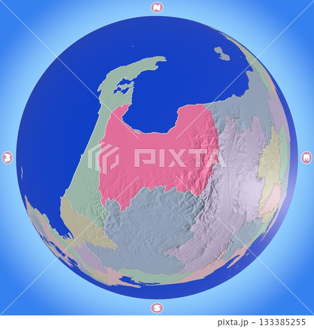 都道府県を色分けした、富山県のプラネット風地図 133385255