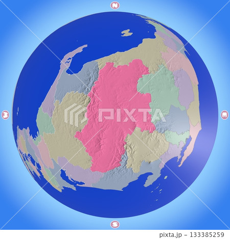 都道府県を色分けした、長野県のプラネット風地図 133385259