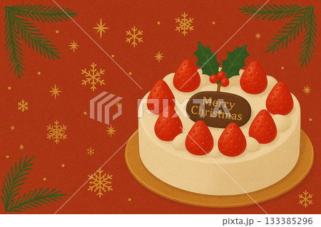 白いクリスマスケーキの飾りとキラキラしたクリスマスツリー 白いクリスマスケーキの飾りとキラキラしたクリスマスツリー 133385296