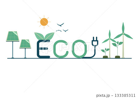 Eco friendly sustainable, Alternative green energy resources, Usable for branding and nature logo, ecology nature element concepts. Vector design illustration. 133385311