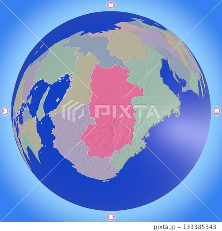 都道府県を色分けした、奈良県のプラネット風地図 133385343