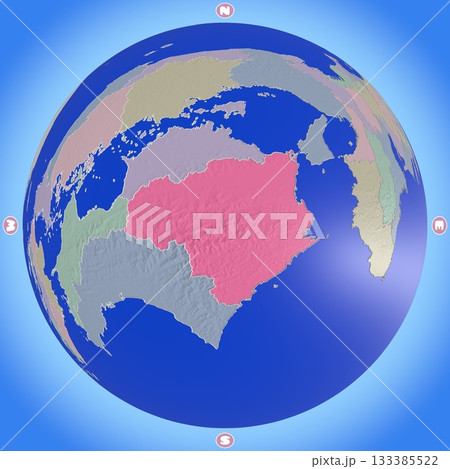 都道府県を色分けした、徳島県のプラネット風地図 133385522