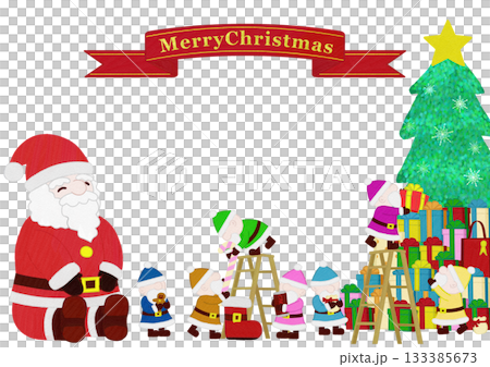 サンタクロースと七人の小人のクリスマスフレーム 133385673