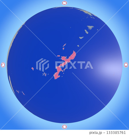 都道府県を色分けした、沖縄県のプラネット風地図 133385761