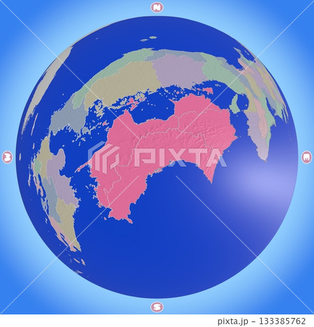 都道府県を色分けした、四国のプラネット風地図 都道府県を色分けした、四国のプラネット風地図 133385762