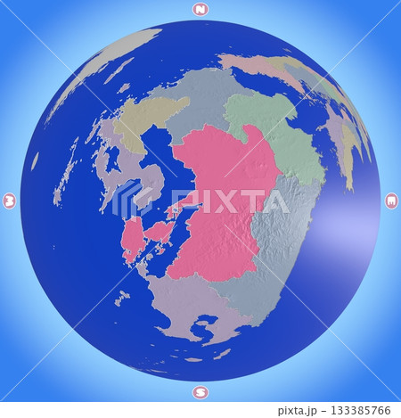 都道府県を色分けした、熊本県のプラネット風地図 133385766