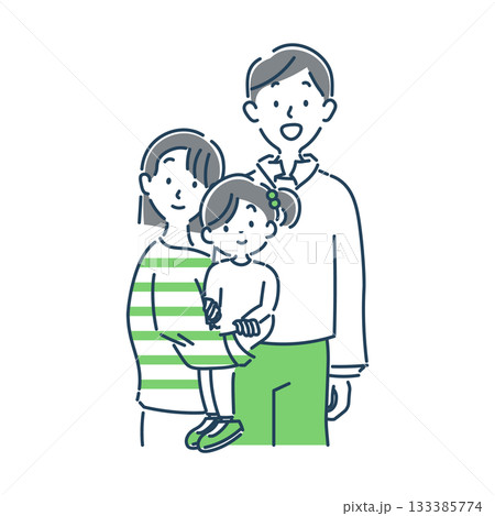 笑顔でいる家族のシンプルな上半身のイラスト素材 133385774
