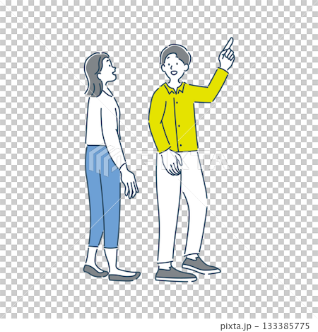 Illustration material of a smiling woman and man having a conversation Illustration material of a smiling woman and man having a conversation 133385775
