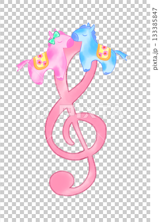 Treble clef with a cute horse 133385847