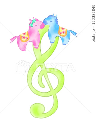 かわいい馬の付いたト音記号 かわいい馬の付いたト音記号 133385849