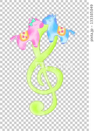 かわいい馬の付いたト音記号 かわいい馬の付いたト音記号 133385849