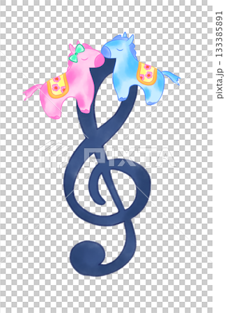 Treble clef with a cute horse Treble clef with a cute horse 133385891