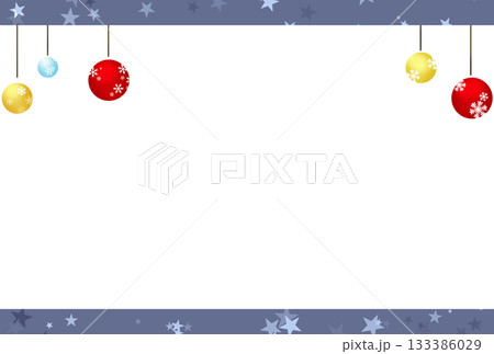 雪模様のオーナメントと青色の星のフレーム 133386029