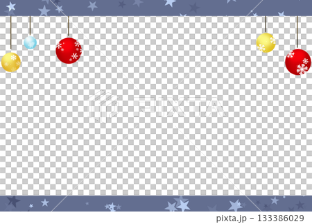 雪模様のオーナメントと青色の星のフレーム 133386029