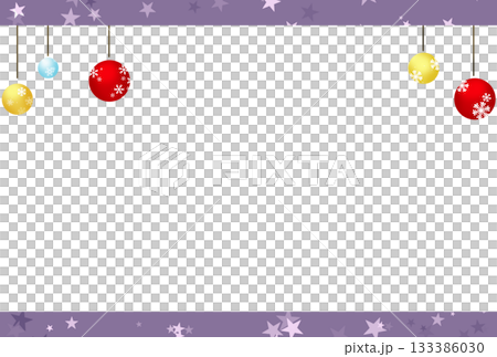 雪模様のオーナメントと薄い紫色の星のフレーム 133386030