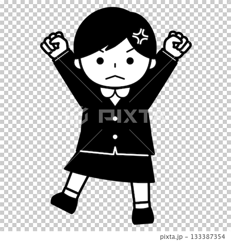 憤怒的女孩舉起雙手 憤怒的女孩舉起雙手 133387354