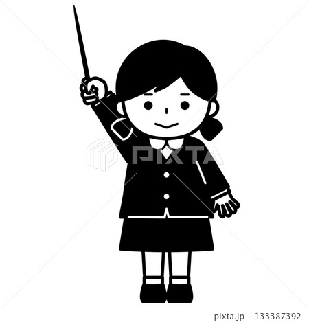 指示棒を持って説明する女の子 133387392