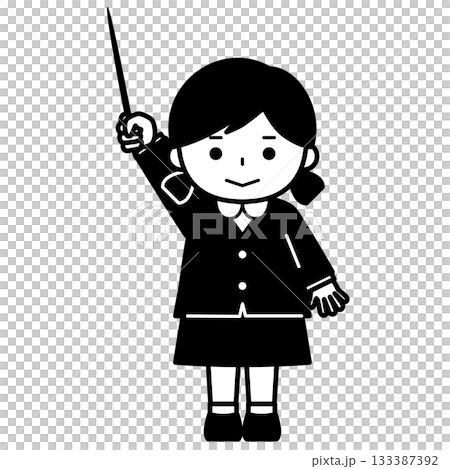 指示棒を持って説明する女の子 133387392