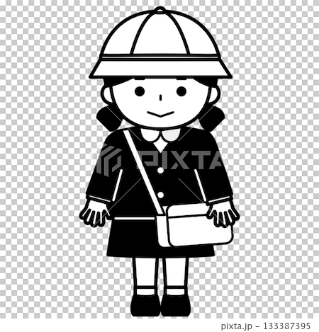 Girl wearing a hat and bag Girl wearing a hat and bag 133387395