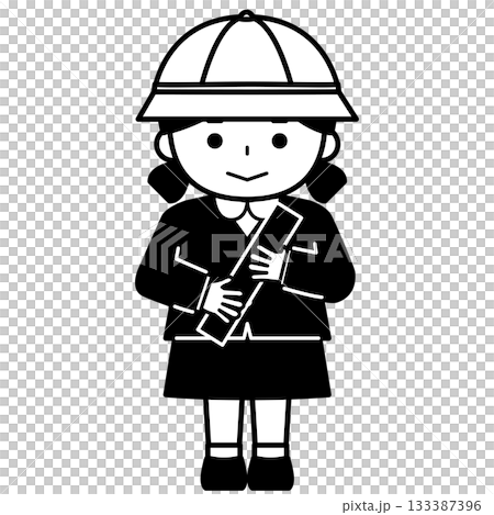 A girl in uniform holding a diploma 133387396