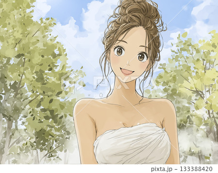 美優シリーズ：夏の露天風呂の美優 133388420