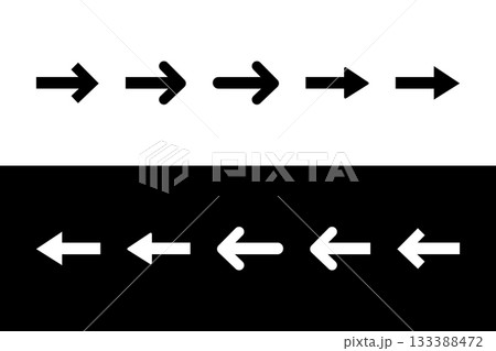 Set of Black and White Navigation Arrows on Contrasting Backgrounds. Set of Black and White Navigation Arrows on Contrasting Backgrounds. 133388472