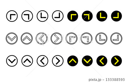 Circular UI Arrow and Corner Chevron Icon Set for Web Navigation. 133388593