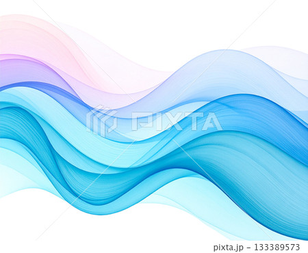 水彩画の手書き風の波の青い素材 133389573