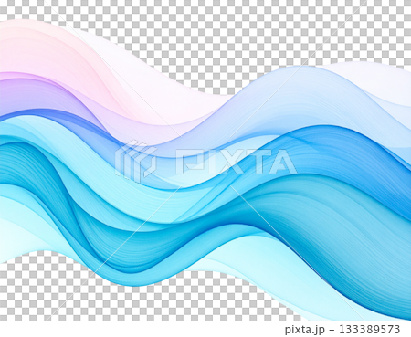 水彩手繪波浪藍色布料 133389573