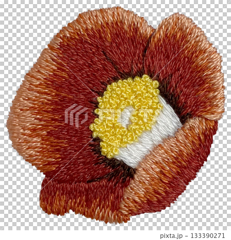 [Camellia flower] Hand embroidery illustration material 133390271