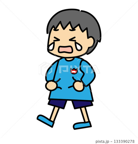 泣いている幼稚園の男の子のかわいいキャラクター 133390278