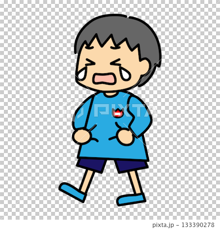 泣いている幼稚園の男の子のかわいいキャラクター 133390278