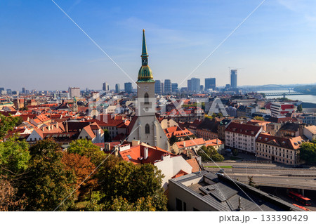 View to the famous St. Martin's Cathedral and the old town in Bratislava, Slovakia View to the famous St. Martin's Cathedral and the old town in Bratislava, Slovakia 133390429
